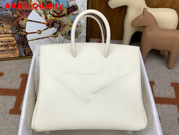 Hermes Shadow Birkin 25 Bag in Milk White Swift Calfskin Replica