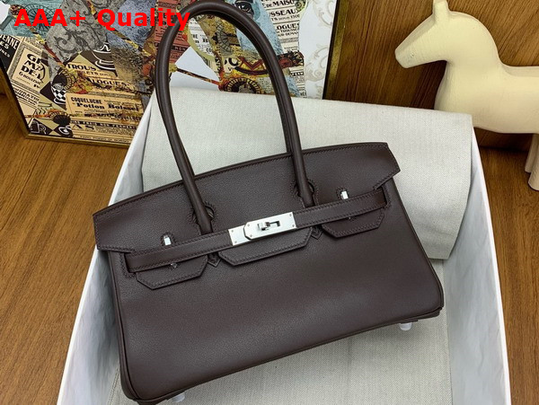 Hermes Shoulder Birkin 29 in Dark Chocolate Swift Calfskin Replica