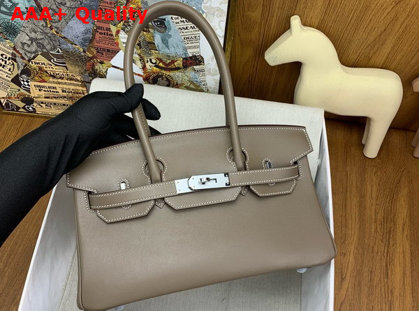 Hermes Shoulder Birkin 29 in Elephant Grey Swift Calfskin Replica