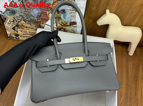 Hermes Shoulder Birkin 29 in Elephant Gris Meyer Swift Calfskin Replica