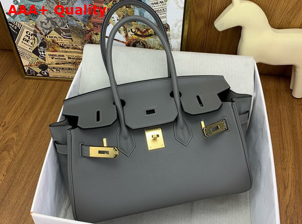 Hermes Shoulder Birkin 29 in Elephant Gris Meyer Swift Calfskin Replica