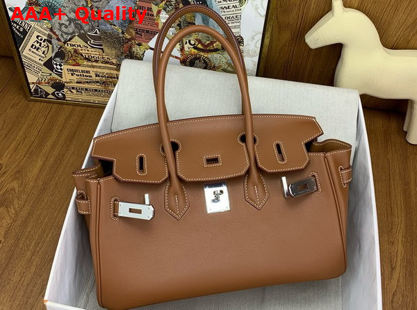 Hermes Shoulder Birkin 29 in Gold Brown Swift Calfskin Replica