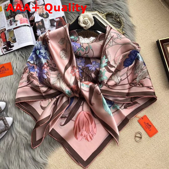 Hermes Silk Scarf 110 Pink Replica