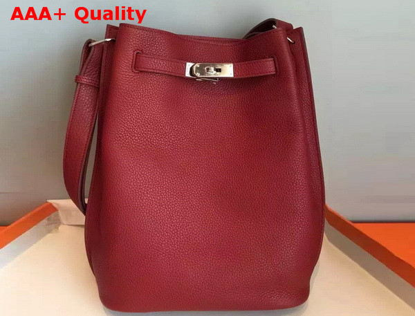 Hermes So Kelly Bag In Dark Red Original Leather Replica