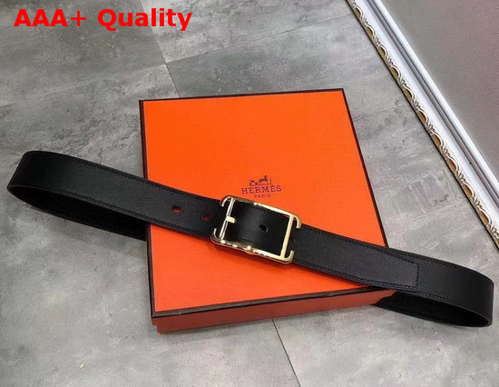 Hermes Society 32 Reversible Belt Black Box and Togo Calfskin with Gold Plated Buckle Replica