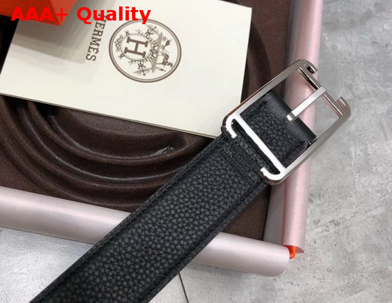 Hermes Society 32 Reversible Belt Noir Box and Togo Calfskin with Palladium Plated Buckle Replica