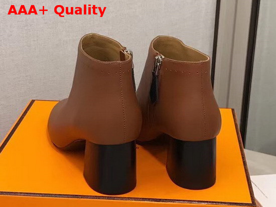 Hermes Tornade Ankle Boot in Brun Palissandre Calfskin with Horseshoe Shaped Heel Replica