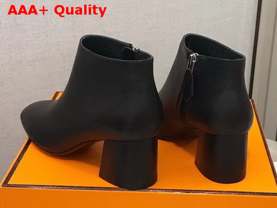 Hermes Tornade Ankle Boot in Noir Calfskin with Horseshoe Shaped Heel Replica