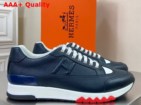 Hermes Trail Sneaker in Dark Blue Epsom Leather Replica