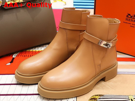 Hermes Veo Ankle Boot Light Brown Calfskin Replica