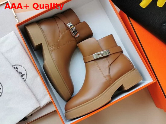 Hermes Veo Ankle Boot Tan Calfskin Replica