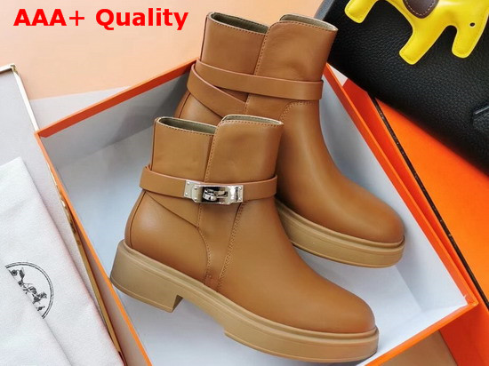 Hermes Veo Ankle Boot Tan Calfskin Replica