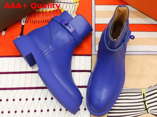 Hermes Veo Ankle Boot in Metallic Blue Calfskin Replica