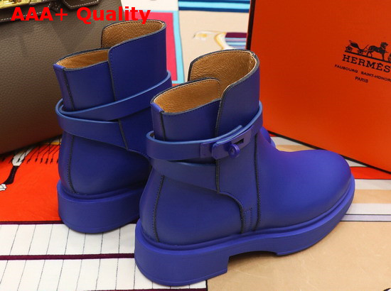 Hermes Veo Ankle Boot in Metallic Blue Calfskin Replica