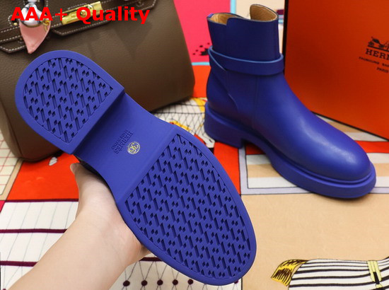 Hermes Veo Ankle Boot in Metallic Blue Calfskin Replica