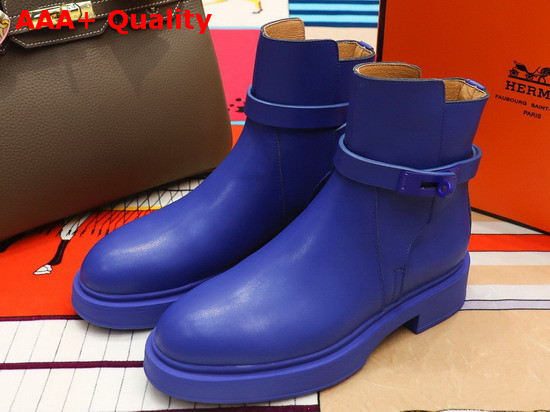 Hermes Veo Ankle Boot in Metallic Blue Calfskin Replica