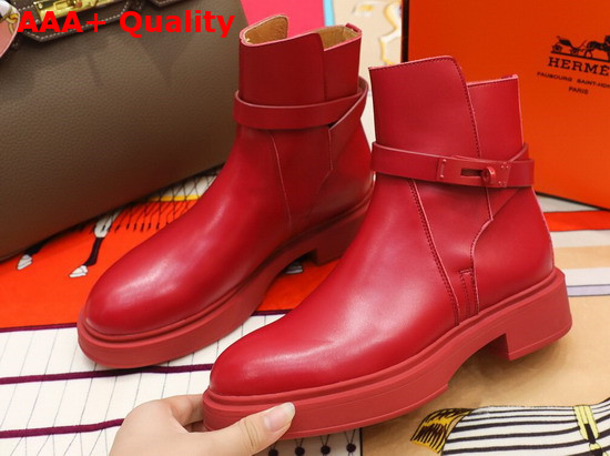 Hermes Veo Ankle Boot in Red Calfskin Replica