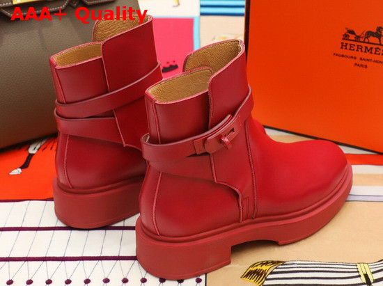 Hermes Veo Ankle Boot in Red Calfskin Replica