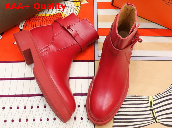 Hermes Veo Ankle Boot in Red Calfskin Replica