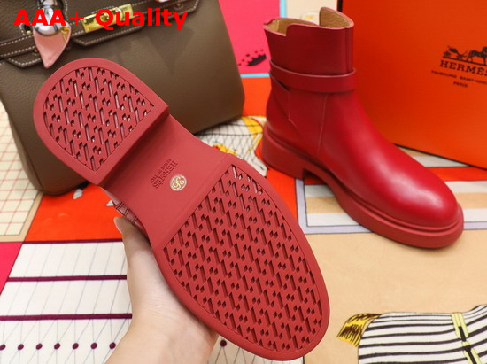 Hermes Veo Ankle Boot in Red Calfskin Replica