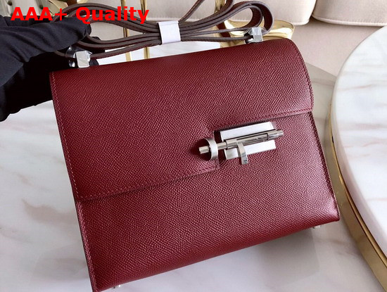 Hermes Verrou 21 Bag in Dark Red Epsom Calfskin Hand Stitching Replica