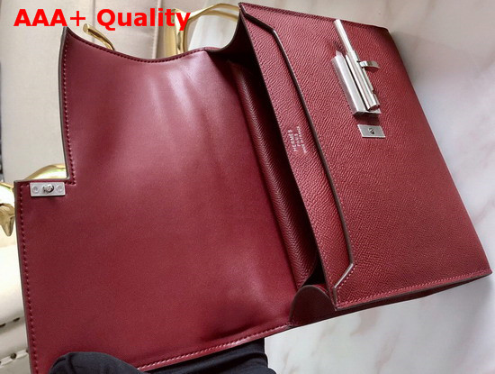 Hermes Verrou 21 Bag in Dark Red Epsom Calfskin Hand Stitching Replica