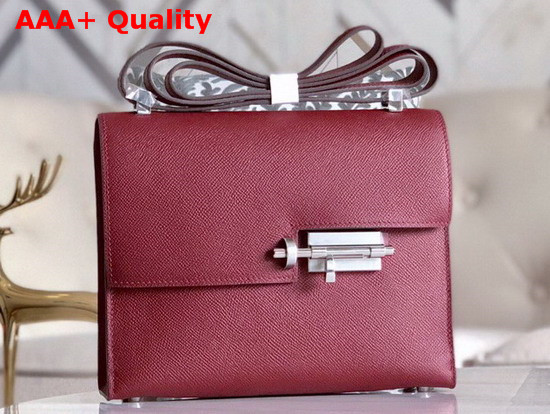 Hermes Verrou 21 Bag in Dark Red Epsom Calfskin Hand Stitching Replica