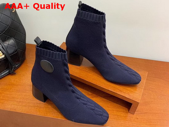 Hermes Volver 60 Ankle Boot Bleu Diploma Tique Knit with Clic Cest Noue Motif Replica