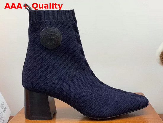 Hermes Volver 60 Ankle Boot Bleu Diploma Tique Knit with Clic Cest Noue Motif Replica