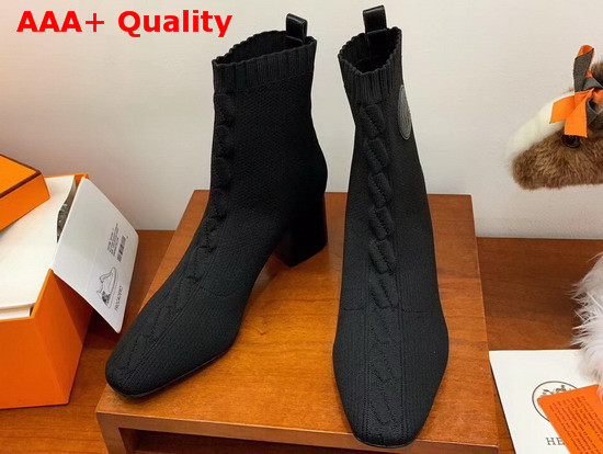 Hermes Volver 60 Ankle Boot Noir Knit with Clic Cest Noue Motif Replica