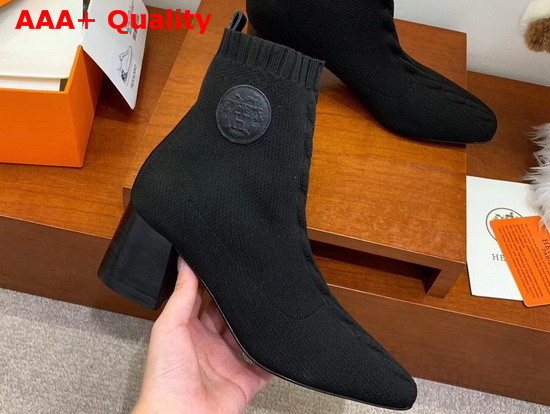 Hermes Volver 60 Ankle Boot Noir Knit with Clic Cest Noue Motif Replica