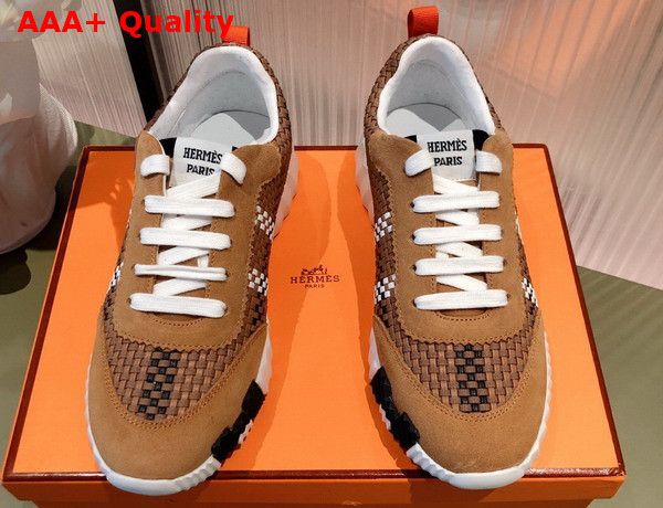 Hermes Woven Leather Sneaker in Brown for Women Replica