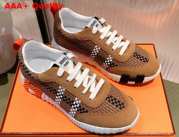 Hermes Woven Leather Sneaker in Brown for Women Replica