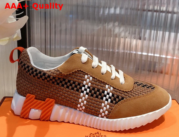 Hermes Woven Leather Sneaker in Brown for Women Replica