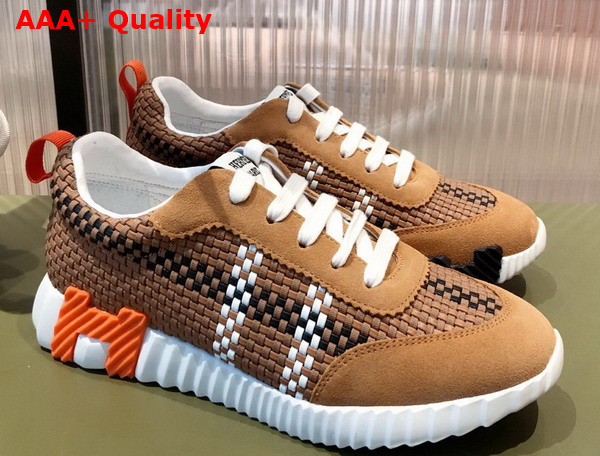 Hermes Woven Leather Sneaker in Brown for Women Replica