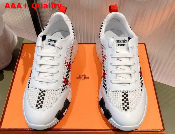 Hermes Woven Leather Sneaker in White for Women Replica