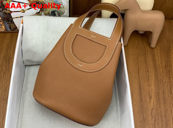 Hermes in The Loop Bag in Gold Brown Togo Leather Replica