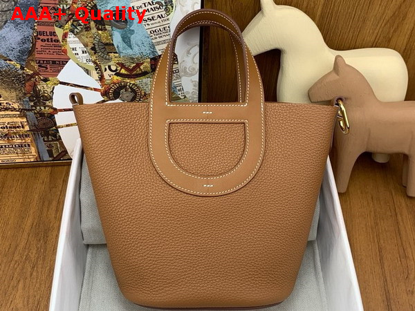 Hermes in The Loop Bag in Gold Brown Togo Leather Replica