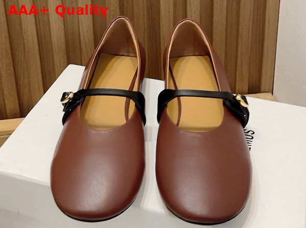 Jacquemus Ballerina Shoes in Dark Brown Lamb Leather Replica