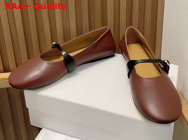 Jacquemus Ballerina Shoes in Dark Brown Lamb Leather Replica