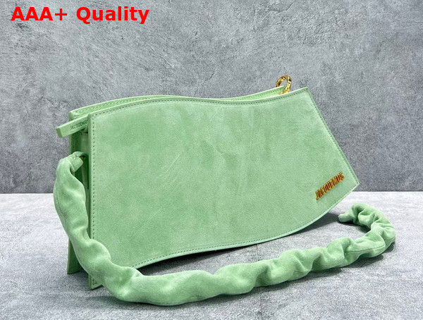 Jacquemus La Vague Ocean Curve Shoulder Bag in Light Green Suede Leather Replica