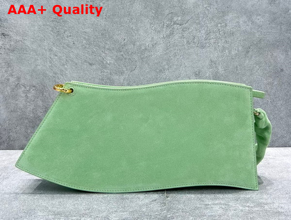 Jacquemus La Vague Ocean Curve Shoulder Bag in Light Green Suede Leather Replica