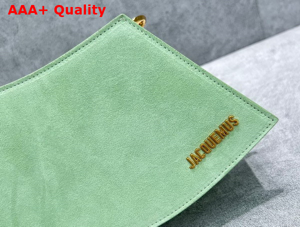 Jacquemus La Vague Ocean Curve Shoulder Bag in Light Green Suede Leather Replica