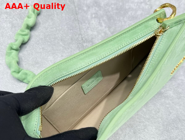 Jacquemus La Vague Ocean Curve Shoulder Bag in Light Green Suede Leather Replica