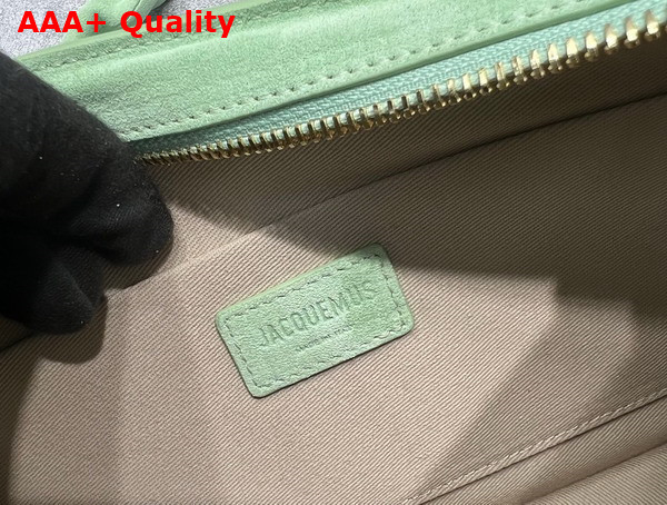 Jacquemus La Vague Ocean Curve Shoulder Bag in Light Green Suede Leather Replica