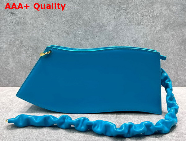 Jacquemus La Vague Ocean Curve Shoulder Bag in Turquoise Leather Replica