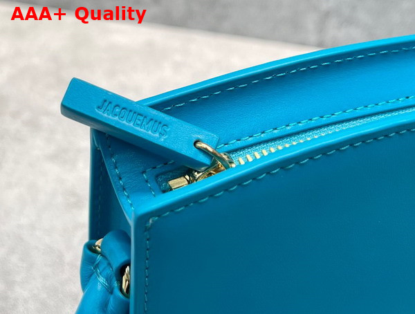 Jacquemus La Vague Ocean Curve Shoulder Bag in Turquoise Leather Replica