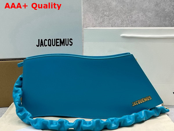 Jacquemus La Vague Ocean Curve Shoulder Bag in Turquoise Leather Replica