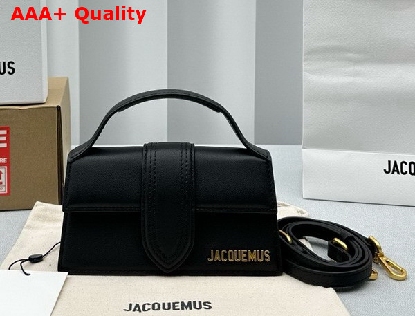 Jacquemus Le Bambino Les Classiques Small Handbag with Adjustable Crossbody Strap in Black Smooth Leather Replica