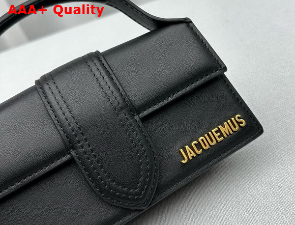 Jacquemus Le Bambino Les Classiques Small Handbag with Adjustable Crossbody Strap in Black Smooth Leather Replica